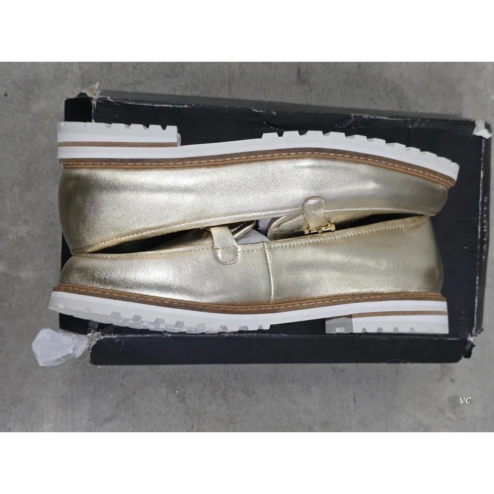 Talbots Laura Tassel Metallic Soft Gold Lug Sole Loafers Women's Size 9.5M